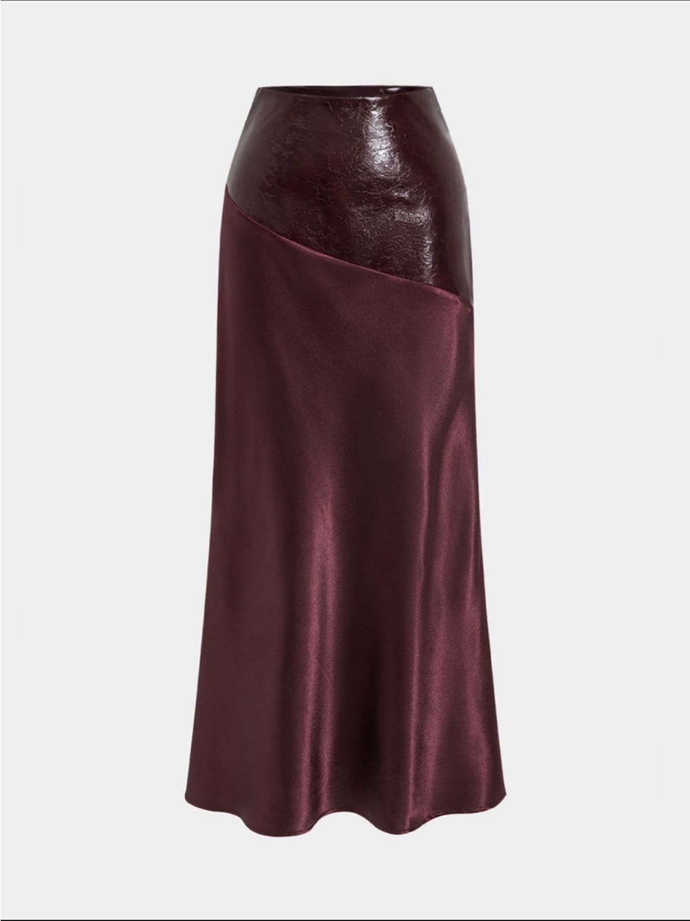 Commense Two-Texture Maxi Skirt in Burgundy